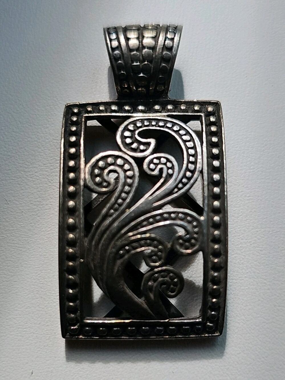 SILPADA 925 Sterling Silver Vintage Paisley Filigree Oxidized Charm Pendant